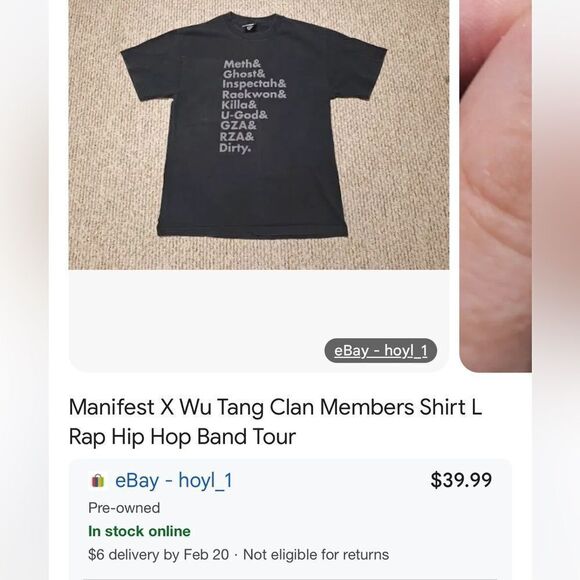 Manifest Wu Tang Clan Members Black Graphic Tee with White Text Size Small - Picture 9 of 9